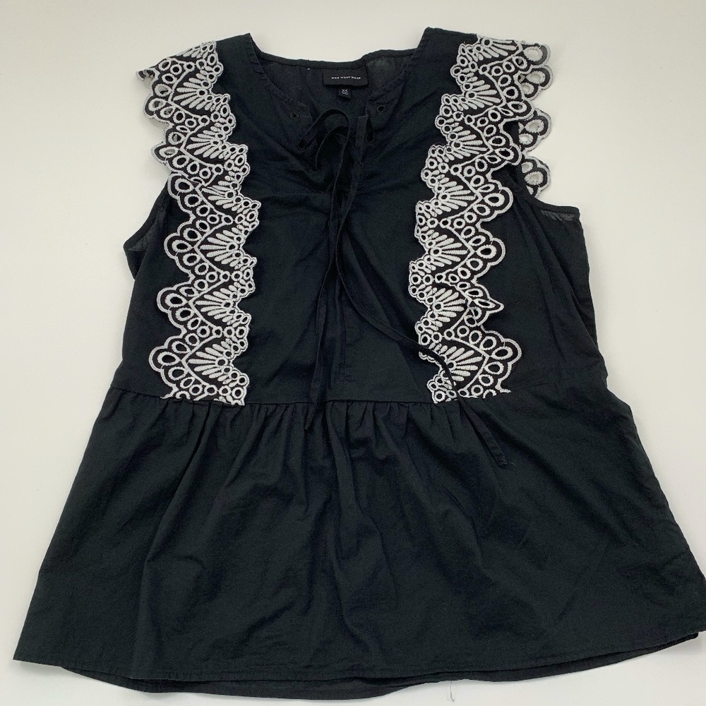 Black and White Embroidered Blouse